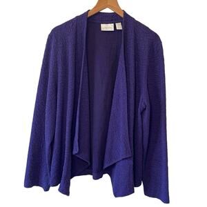 Chico’s Textured Purple Open Front Grandmacore Boho Cardigan Size 2 (Large)